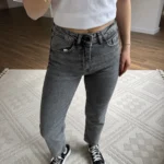 MARKA MODEL YÜKSEK BEL LİKRALI BOYFİT JEAN - KOYU GRİ