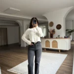 MARKA MODEL YÜKSEK BEL LİKRALI BOYFİT JEAN - ACI KAHVE