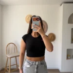 PAMUK MODAL KARIŞIMLI KISA TİŞÖRT - SİYAH