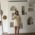 KAYIK YAKA ETEĞİ DANTEL KAT PAMUK SWEAT ETEK TAKIM - SOMON