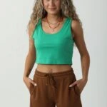 YUVARLAK YAKA CROP - YEŞİL