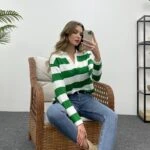 POLO YAKA ÇİZGİLİ TRİKO - YEŞİL