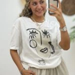 KIZ BASKI SALAŞ TİŞÖRT - EKRU