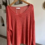 10706 OVAL YAKA GENİŞ KOL MERSERİZE TRİKO - KIRMIZI