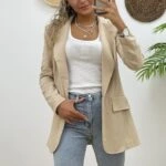 CEP KAPAKLI ASTARSIZ SLİM CEKET - BEJ