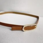 1,5CM GOLD TOKA TAŞLI KEMER - TABA