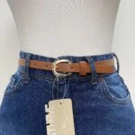 1,5CM İTHAL LİGHT GOLD TOKA KEMER - TABA