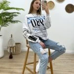 1980 RENKLİ BASKI SWEAT - GRİ