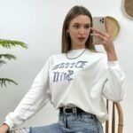 BİSİKLET YAKA NAKIŞ DREAM SWEAT - EKRU