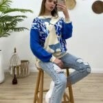 LEOPAR BASKI SWEAT - BEJ