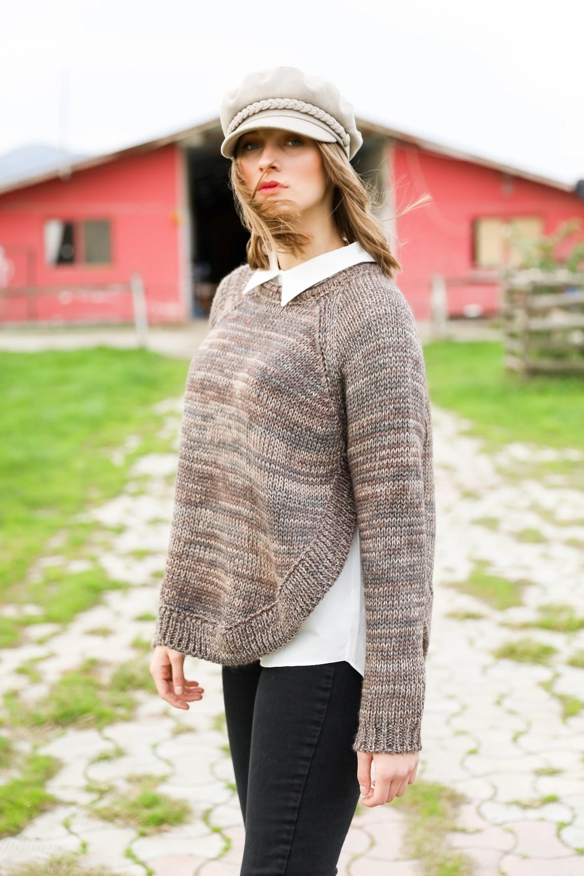 BİSİKLET YAKA OVAL YIRTMAÇLI TRİKO - BEJ - Görsel 1