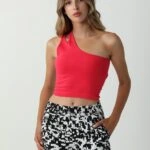 OMUZ DETAY CROP - KOYU FUŞYA