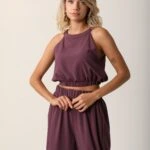 BEL LASTİKLİ BLUZ - MÜRDÜM