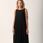 PLİSELİ ELBİSE - SİYAH