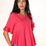 ETEĞİ VOLANLI BLUZ - FUŞYA