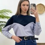 MAVİ ÇİZGİLİ SWEAT - LACİVERT