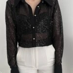 233231 PUL PAYET GOLD DÜĞME GÖMLEK - SİYAH