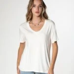 V YAKA TİŞÖRT - EKRU