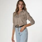 ÇİFT CEP BEL BÜZGÜ GÖMLEK - HAKİ