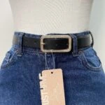 2,5CM DİKDÖRTGEN TAŞLI GOLD TOKA KEMER - SİYAH