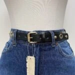 2,5CM KUŞGÖZÜLÜ DROPLU GOLD TOKA KEMER - SİYAH