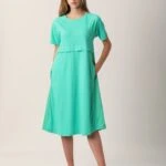 ARKA POPLİN PENYE ELBİSE - ÇAĞLA YEŞİLİ