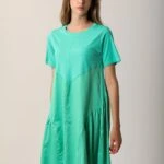 ETEĞİ POPLİN PENYE ELBİSE - ÇAĞLA YEŞİLİ