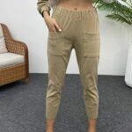 ÇİFT CEPLİ BİLEK DİKİŞLİ EŞOFMAN - CAMEL