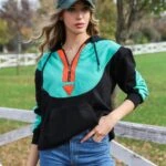 KAPÜŞONLU RENKLİ FERMUAR DETAYLI SWEAT - ÇAĞLA YEŞİLİ