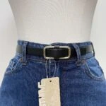 2CM GEÇMELİ DİKDÖRTGEN GOLD TOKA KEMER - SİYAH