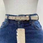 2CM KENAR TAŞ DİKİŞLİ GÜMÜŞ TOKA KEMER - BEJ