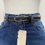 2CM KENAR TAŞ DİKİŞLİ GÜMÜŞ TOKA KEMER - SİYAH