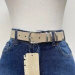 3 CM KÖPRÜLÜ GÜMÜŞ TOKA KEMER - BEJ