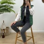 3 RENK FERMUAR DETAY CEKET - YEŞİL