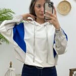 3 RENKLİ KAPÜŞONLU BEL LASTİK SWEAT - EKRU