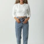 BEL KORSAJLI CROP SWEAT - EKRU