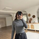 OMUZ PİLE DETAY VİSKON BLUZ - ANTRASİT MELANJ