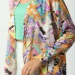 32733 RENKLİ DESENLİ SATEN GÖMLEK - TURUNCU