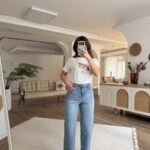 3431-4S6 ARKA BEL PENSLİ RELAX MOOD JEAN - MAVİ