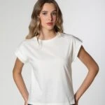 BİSİKLET YAKA DÜŞÜK KOL TİŞÖRT - EKRU