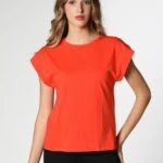 BİSİKLET YAKA DÜŞÜK KOL TİŞÖRT - KIRMIZI