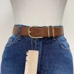 3,5CM ÇİFT KÖPRÜ GOLD TOKA KEMER - CAMEL