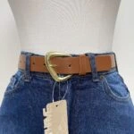 3,5CM KÖŞEGEN GOLD TOKA KEMER - TABA