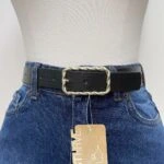 3CM BURGU GOLD RENK TOKA KEMER - SİYAH