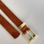 3CM GOLD KARE KÖPRÜLÜ TOKA KEMER - CAMEL