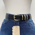 3CM KÖPRÜLÜ GOLD TOKA KEMER - SİYAH