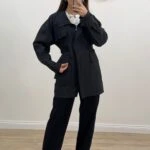 4 CEP FERMUARLI TRENÇ - SİYAH