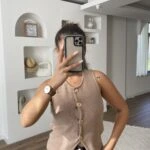 4 DÜĞME VİSKON TRİKO YELEK - CAMEL