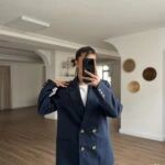 4 KEMİK DÜĞME KRUVAZE PAMUK SALAŞ CEKET - LACİVERT