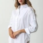 KOL DÜĞMELİ SALAŞ GÖMLEK - BEYAZ